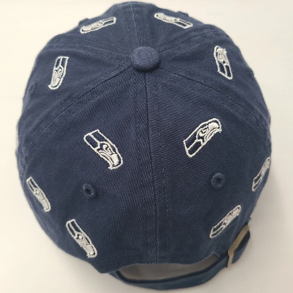 Women Seattle Seahawks Hat Strapback 47 Brand Clean Up Blue NFL All Over Print